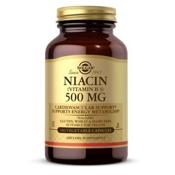 Витамин B3 (Ниацин) Solgar Niacin 500 мг 100 капсул