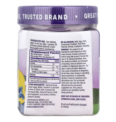 Natrol, Kids Melatonin 1 мг Gummies (60 жев.таб.), мелатонин для детей