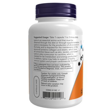 Лізин Now Foods (L-Lysine) 500 мг 250 капсул