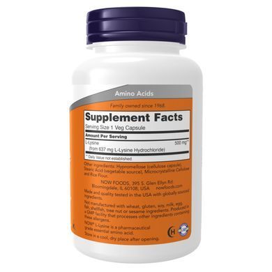 Лізин Now Foods (L-Lysine) 500 мг 250 капсул