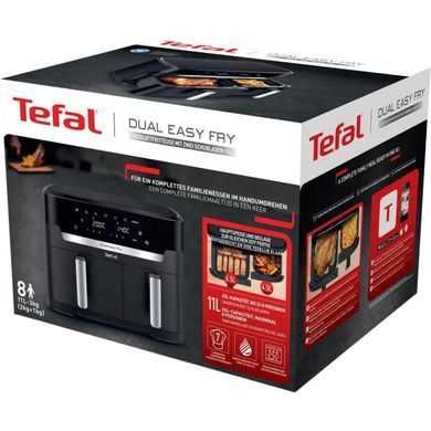 Tefal Мультипечь Dual Easy Fry XXL, 2700Вт, чаша-6.5+4.5л, сенсорное управл., 2 чаши, гриль, пластик, черный (384106) EY9428E0 фото