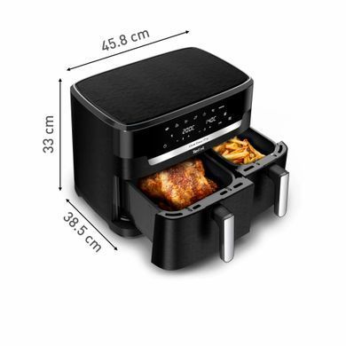 Tefal Мультипечь Dual Easy Fry XXL, 2700Вт, чаша-6.5+4.5л, сенсорное управл., 2 чаши, гриль, пластик, черный (384106) EY9428E0 фото