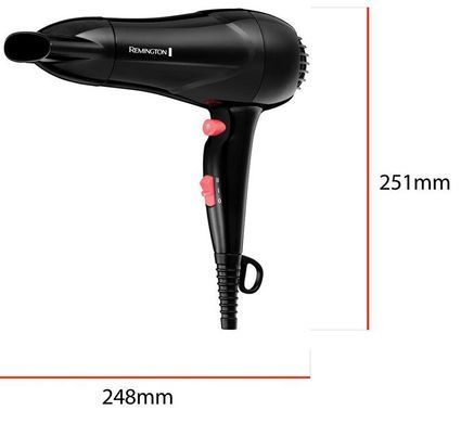 Remington Фен MyStylist, 1900Вт, режимов-2, иониз-я, хол. обдув, черный D2000 фото
