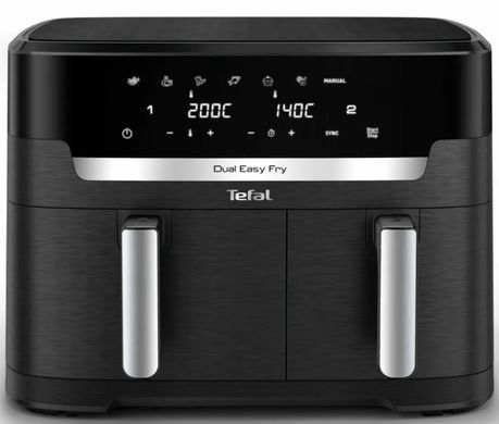 Tefal Мультипечь Dual Easy Fry XXL, 2700Вт, чаша-6.5+4.5л, сенсорное управл., 2 чаши, гриль, пластик, черный (384106) EY9428E0 фото