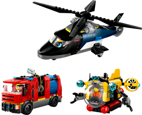 Конструктор LEGO City Ремікс вертольотів, пожежних машин і підводних човнів 874 деталі (60462)