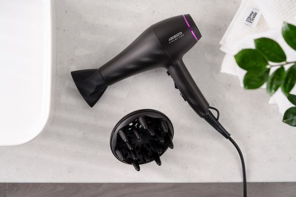 ARDESTO Фен Violet PRO HD-Y222PRO, 1850-2200Вт, 2 швидкості, 3темп.режима, дифузор, чорний (359660) HD-Y222PRO фото
