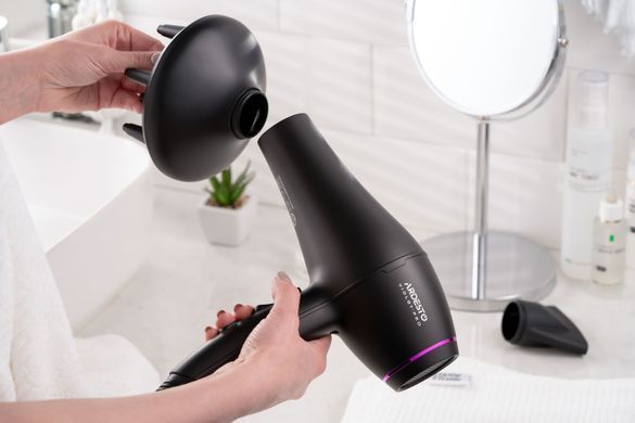 ARDESTO Фен Violet PRO HD-Y222PRO, 1850-2200Вт, 2 швидкості, 3темп.режима, дифузор, чорний (359660) HD-Y222PRO фото