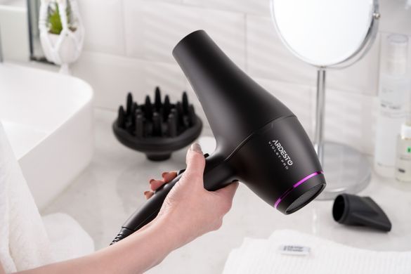 ARDESTO Фен Violet PRO HD-Y222PRO, 1850-2200Вт, 2 швидкості, 3темп.режима, дифузор, чорний (359660) HD-Y222PRO фото