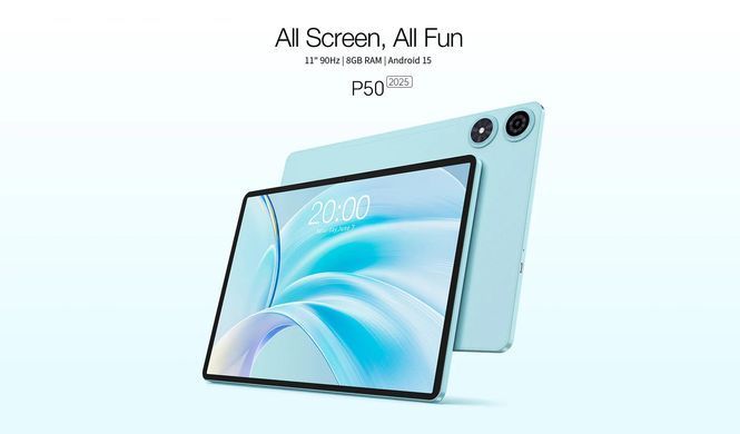 Планшет Teclast P50 (2025) 11" 8ГБ, 128ГБ, LTE, 7000мА&bull;год, Android, голубой 6940709687550 фото