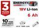 Аккумуляторная батарея Graphite 58G086 Energy+ 18 В, Li-Ion, 6,0 Ач.