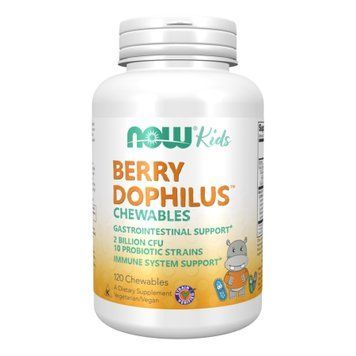 Пробиотики дофилус для детей вкус ягод Now Foods (Dophilus Kids) 2 млрд 120 жевательных конфет