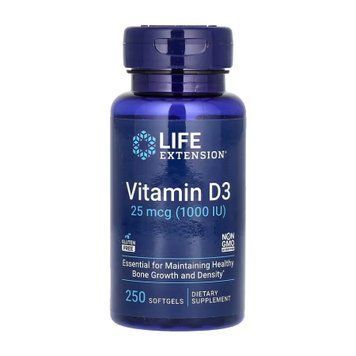 Vitamin D3 25 mcg (1000 IU) - 250 softgels Life Extension