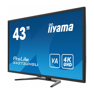 42,5" 16:9 VA UHD РК монітор, 3 мс, 60 Гц, PiP/PbP, 2xHDMI, 1xDP, 1xmDP, 1xDP out, 2xUSB 3.0, 2xUSB IIYAMA X4373UHSU-B1 3700543 фото