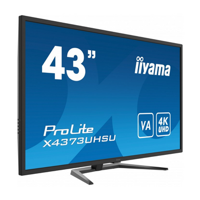 42,5" 16:9 VA UHD РК монітор, 3 мс, 60 Гц, PiP/PbP, 2xHDMI, 1xDP, 1xmDP, 1xDP out, 2xUSB 3.0, 2xUSB IIYAMA X4373UHSU-B1 3700543 фото