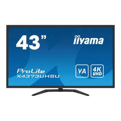 42,5" 16:9 VA UHD РК монітор, 3 мс, 60 Гц, PiP/PbP, 2xHDMI, 1xDP, 1xmDP, 1xDP out, 2xUSB 3.0, 2xUSB IIYAMA X4373UHSU-B1 3700543 фото