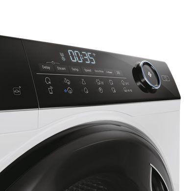 Haier Пральна машина фронтальна, 8кг, 1400, A+++, 44см, дисплей, пара, інвертор, люк чорний, прямий привід, білий (366767) HW80-B14959TU1 фото