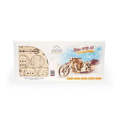 Деревянный механический 3D конструктор Ugears Байк (70051) dt_93581 фото