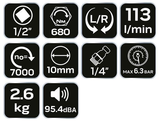 Пневматичний ударний гайковерт NEO Tools 14-500, 1/2", 720 Н&middot;м, CE 14-500 фото