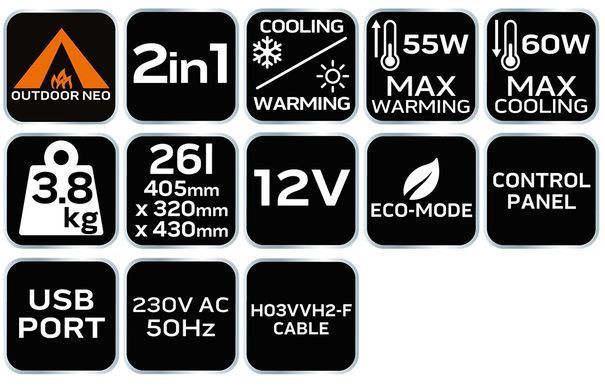 Автохолодильник Neo Tools 2в1 220/12В 26л Black/White 63/152