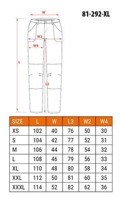 Штани робочі NEO Tools 81-292 OUTDOOR, 4-way stretch, гірчично-сірі, поліестер, вентиляція, кармани на змійці XL