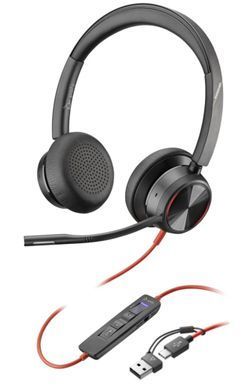 Гарнитура компьютерная стерео On-ear Poly Blackwire 8225-M, USB-A, USB-C, всенаправленный, ANC, Acoustic Fence, Microsoft Teams, черный 8X225AA фото