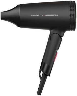 Rowenta Фен Karl Lagerfeld Express Style дорожный, 1600Вт, режимов-2, хол. обдув, складная ручка, черный CV184LF0 фото