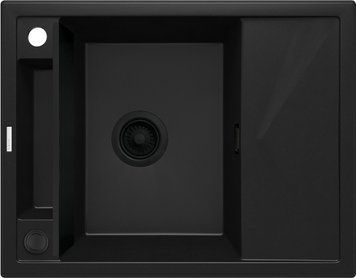 Мийка кухонна Deante Magnetic, граніт, прямокут., з крилом, 640х500х219мм, чаша - 1, врізна, чорний матовий (366654)