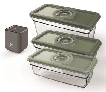 Вакууматор Electrolux для многоразовых пакетов и контейнеров, 4Вт, механическое управление, +3 контейнера, пластик, серый (358256) EVFK1+ фото