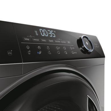 Haier Прально-сушильна машина фронтальна, 8(5)кг, 1400, A, 46см, дисплей, пара, інвертор, люк чорний, прямий привід, cріблястий (368201) HWD80-B14959S8U1 фото