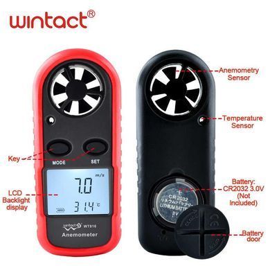 Анемометр цифровий 0,1-30 м/с, -10-45 &deg;C WINTACT WT816
