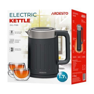 Электрочайник ARDESTO EKL-F18B/1.7л/2200Вт/strix контроль/черный (340959) EKL-F18B фото