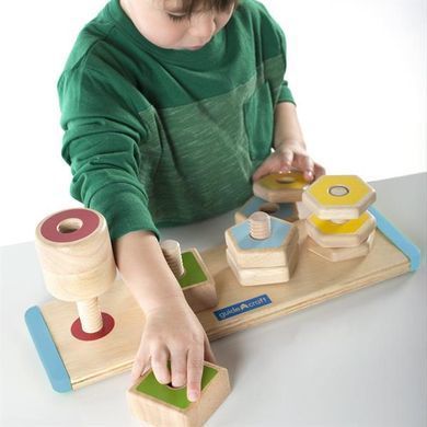 Дерев'яна логічна пірамідка Guidecraft Manipulatives Фігури на різьбі (G6901) dt_2201 фото