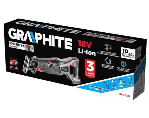Шабельна пила GRAPHITE 58G096 без АКБ та ЗУ (18V, безщітковий двигун, різання дерева/металу) 58G096 фото