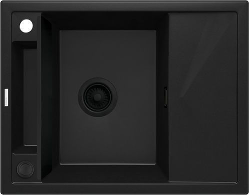 Мийка кухонна Deante Magnetic, граніт, прямокут., з крилом, 640х500х219мм, чаша - 1, врізна, чорний матовий (366654)