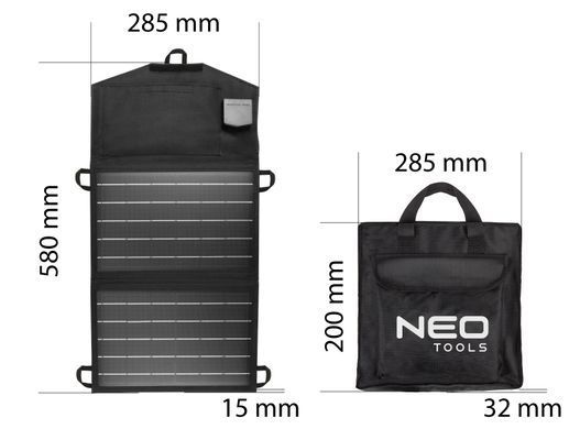 Зарядний пристрій на сонячній батареї NEO Tools 15W (90-140)