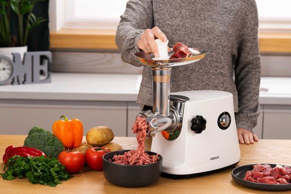 Мясорубка ARDESTO 1600Вт, продук.-1.6кг/мин, 3 решетки + для ковб., кеббе, 3 терки, пластик, бело-серебристый (368065) MGA-1750R фото