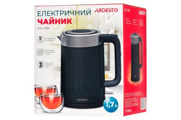 Электрочайник ARDESTO EKL-F18B/1.7л/2200Вт/strix контроль/черный (340959) EKL-F18B фото