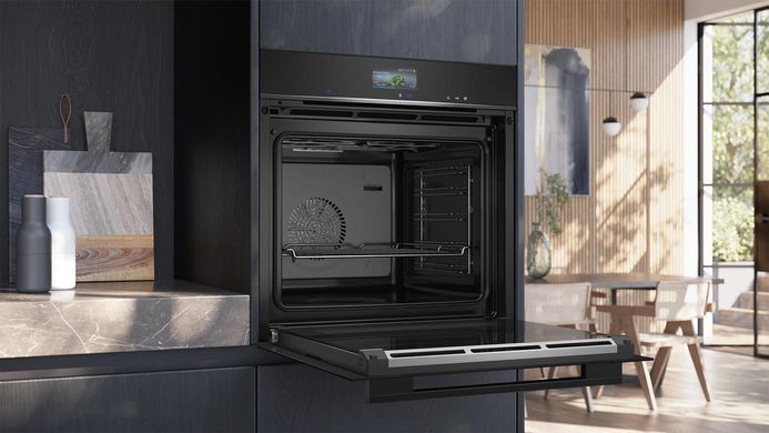Siemens Духова шафа електрична, 71л, A+, пара, дисплей, конвекція, чорний (368265) HS736G3B1 фото
