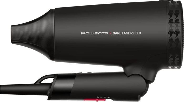 Rowenta Фен Karl Lagerfeld Express Style дорожный, 1600Вт, режимов-2, хол. обдув, складная ручка, черный CV184LF0 фото