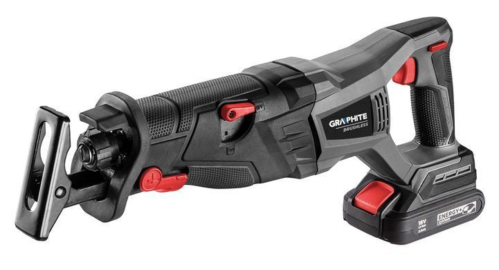 Шабельна пила GRAPHITE 58G096 без АКБ та ЗУ (18V, безщітковий двигун, різання дерева/металу) 58G096 фото
