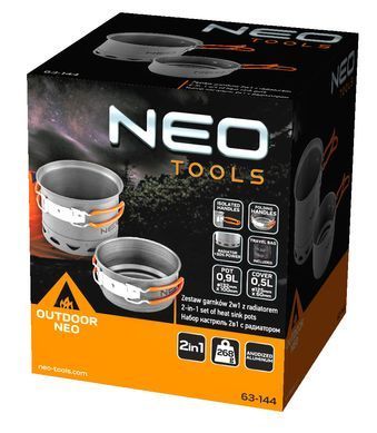 Набір посуду туристичного Neo Tools, 2в1, чохол (63-144)