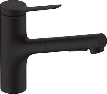 Змішувач для кухні Hansgrohe Zesis M33, довж.виливу - 219мм, витяжний, 1важіль, KM150, матовий чорний (355197)