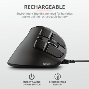 Trust Мышь Voxx Rechargeable Ergonomic, WL, Черный 23731_TRUST фото
