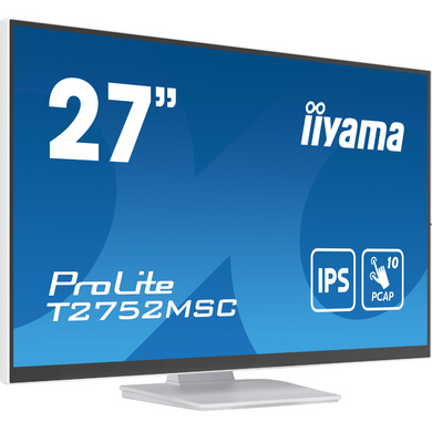 27" 16:9 IPS сенсорний РК монітор, 1920х1080, проекційно-ємністна технологія, 1xHDMI/1xDP/2xUSB 3.2, IIYAMA T2752MSC-W1 3724865 фото