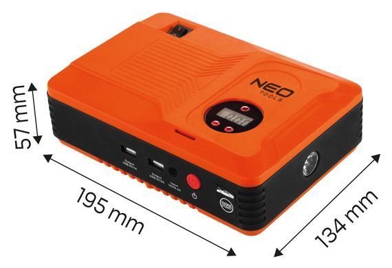 Пусковий пристрій Neo Tools "Jumpstarter" 11-997, 14000 мАг, до 400 А, з компресором та функцією Powerbank 11-997 фото