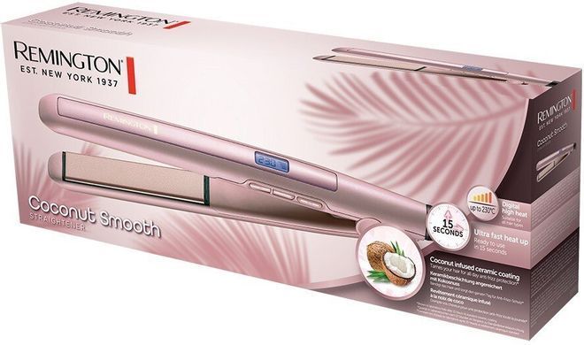 Remington Випрямляч Remington Coconut Smooth, 47Вт, темп.режимів-9, 150-230С, дисплей, кераміка, рожевий (366638) S5901 фото