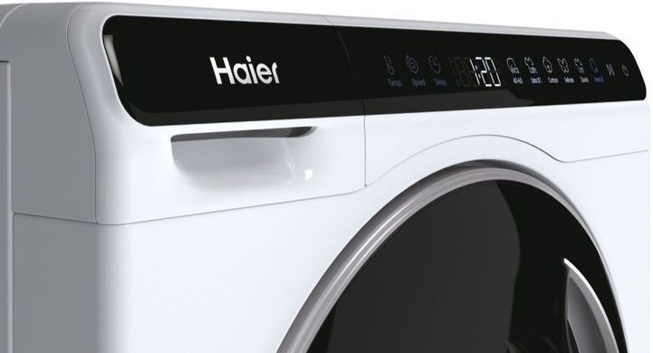 Haier Пральна машина фронтальна, 5кг, 1000, A+++, 44см, дисплей, інвертор, люк чорний, висота 70см, білий (372639) HW50-BP12307 фото