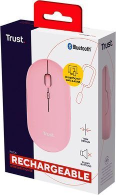 Trust Мышь Puck Rechargeable Ultra-Thin BT WL Silent Pink 24125_TRUST фото