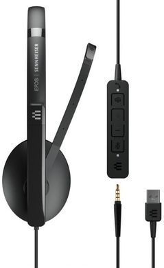Гарнитура компьютерная моно On-Ear EPOS ADAPT 135T USB II, 3.5мм/USB, однонаправленный, сертификат Microsoft Teams, 1.8м, Черный 1000900 фото