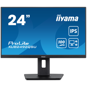 23.8" 16:9 IPS РК монітор, 2560х1440, 0.5 мс (MPRT), 100 Гц, FreeSync, 1xHDMI/1xDP/2xUSB 3.2, SP 2х2 IIYAMA XUB2492QSU-B1 3724091 фото